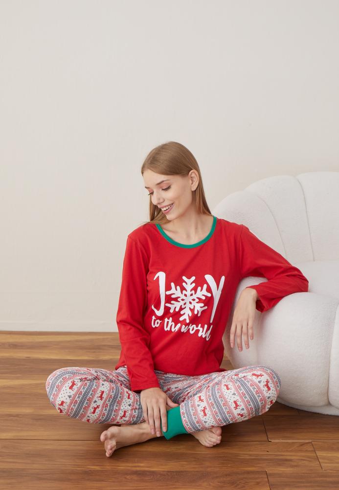 Pijama Dama Craciun ,maneca lunga ,pantaloni lungi,Engros